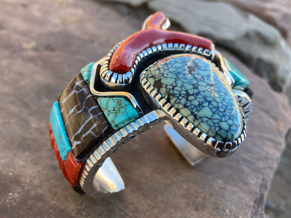 Inlay Coral Turquoise Bracelet