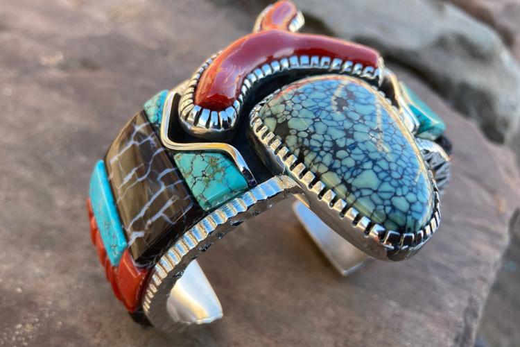 Inlay Coral Turquoise Bracelet