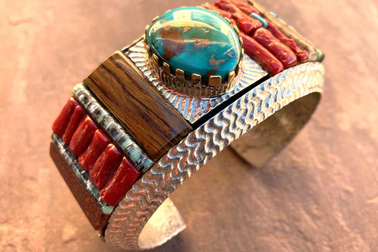 Alvin Yellowhorse Navajo Silversmith Jewelry Inlay Bracelet