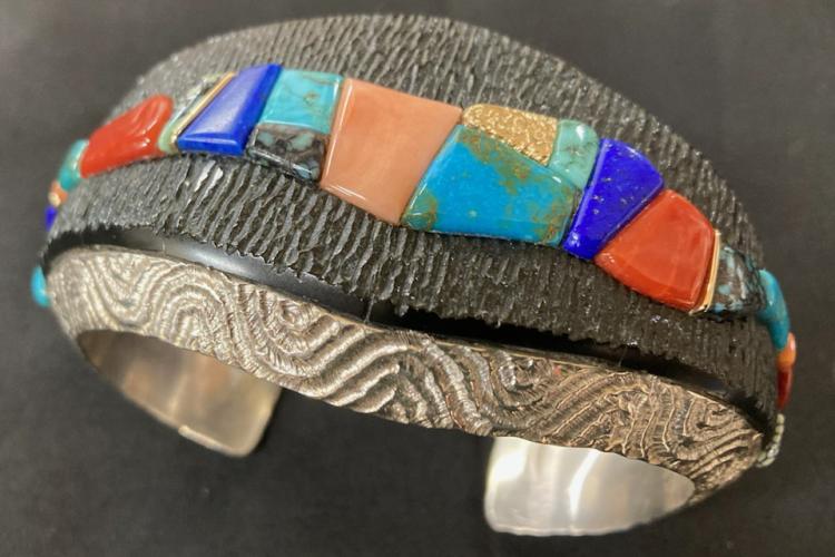 Textured Bracelet Turquoise Coral Gold